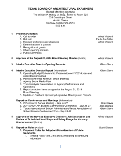 TEXAS BOARD OF ARCHITECTURAL EXAMINERS Board Meeting Agenda