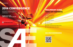2014 CONVERGENCE PRELIMINARY GUIDE TABLE OF CONTENTS: SAE.ORG/CONVERGENCE