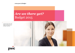 Are we there yet? Budget 2015 www.pwc.ie/budget