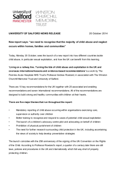 UNIVERSITY OF SALFORD NEWS RELEASE