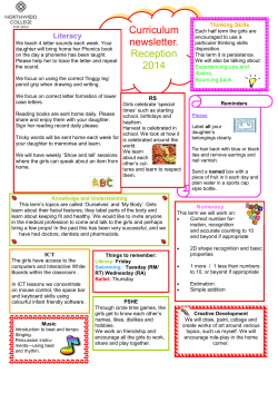 Curriculum newsletter. Literacy Thinking Skills