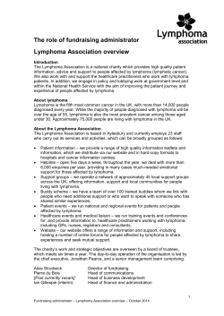 The role of fundraising administrator Lymphoma Association overview