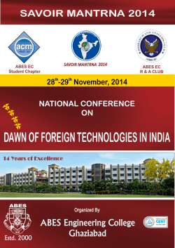 DAWN OF FOREIGN TECHNOLOGIES IN INDIA SAVOIR MANTRNA 2014 NATIONAL CONFERENCE ON