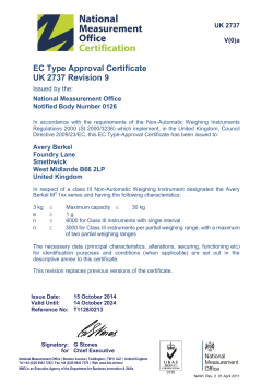 EC Type Approval Certificate UK 2737 Revision 9 UK 2737