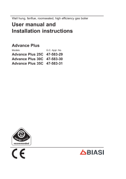 User manual and Installation instructions Advance Plus Advance Plus 25C  47-583-29