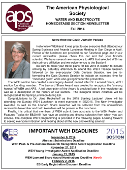 The American Physiological Society WATER AND ELECTROLYTE HOMEOSTASIS SECTION NEWSLETTER
