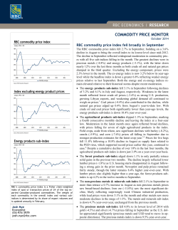 COMMODITY PRICE MONITOR RBC commodity price index fell broadly in September