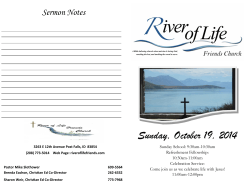 Sunday, October 19, 2014 Sermon Notes Sunday School: 9:30am-10:30am Refreshment Fellowship: