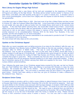 Newsletter Update for EWCV Uganda October, 2014.