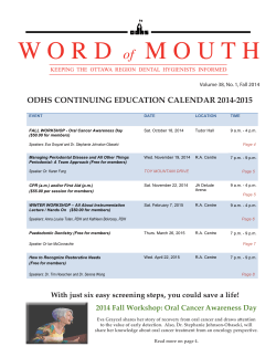 ODHS CONTINUING EDUCATION CALENDAR 2014-2015
