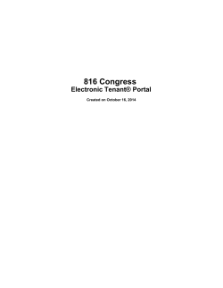 816 Congress Electronic Tenant® Portal Created on October 16, 2014