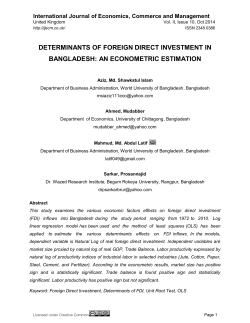 DETERMINANTS OF FOREIGN DIRECT INVESTMENT IN BANGLADESH: AN ECONOMETRIC ESTIMATION