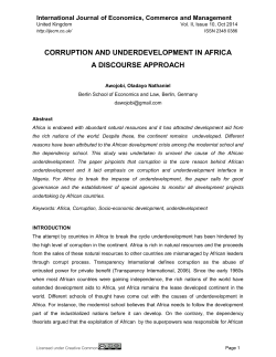 CORRUPTION AND UNDERDEVELOPMENT IN AFRICA A DISCOURSE APPROACH