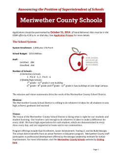 Announcing the Position of Superintendent of Schools  October 31, 2014