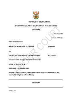 REPUBLIC OF SOUTH AFRICA THE LABOUR COURT OF SOUTH AFRICA, JOHANNESBURG JUDGMENT