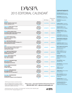2015 EDITORIAL CALENDAR * DEPARTMENTS Materials