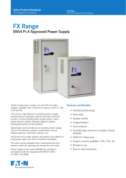 FX Range EN54 Pt.4 Approved Power Supply Features and Benefits Eaton Product Datasheet