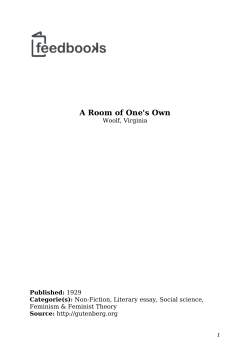 A Room of One's Own Woolf, Virginia Feminism &amp; Feminist Theory Published: