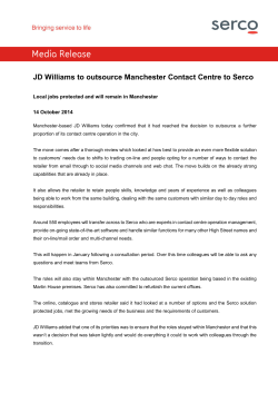 Media Release  JD Williams to outsource Manchester Contact Centre to Serco