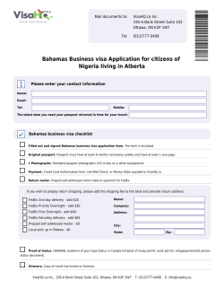 Bahamas Business visa Application for citizens of Nigeria living in Alberta