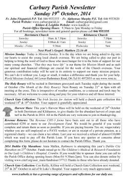 Carbury Parish Newsletter Sunday 19 October, 2014 th
