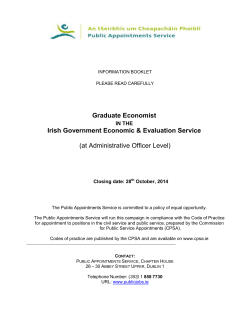 Graduate Economist  Irish Government Economic &amp; Evaluation Service (at Administrative Officer Level)