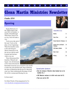 Glenn Martin Ministries Newsletter Opening October 2014