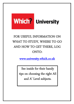 FOR USEFUL INFORMATION ON WHAT TO STUDY, WHERE TO GO ONTO: