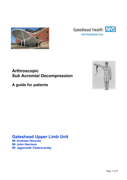 Arthroscopic Sub Acromial Decompression Gateshead Upper Limb Unit