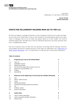 HINTS FOR FELLOWSHIP HOLDERS WHO GO TO THE U.S.