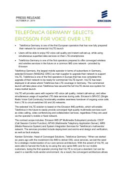 Telefónica Germany selects Ericsson for Voice over LTE PRESS RELEASE