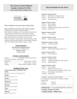 The Church of Saint Michael Mass Intentions for the Week