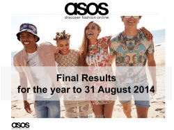 Final Results for the year to 31 August 2014 21 October 2014