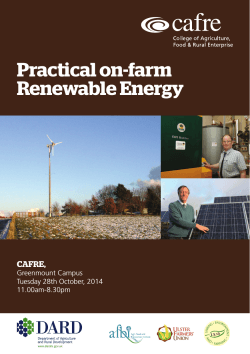 Practical on-farm Renewable Energy CAFRE, Greenmount Campus