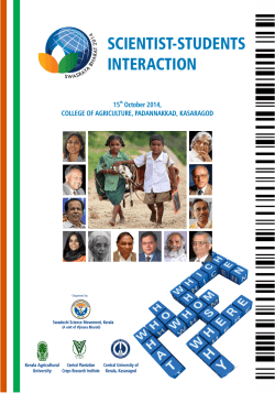 SCIENTIST-STUDENTS INTERACTION 15  October 2014, COLLEGE OF AGRICULTURE, PADANNAKKAD, KASARAGOD