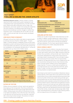 fact sheet fuelling &amp; cooling the junior athlete SPORTS DIETITIANS