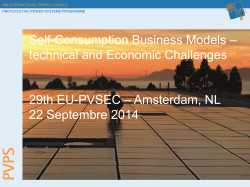 – Self-Consumption Business Models technical and Economic Challenges – Amsterdam, NL