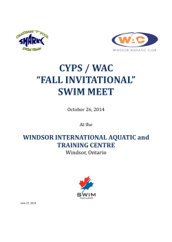 CYPS / WAC “FALL INVITATIONAL” SWIM MEET WINDSOR INTERNATIONAL AQUATIC and