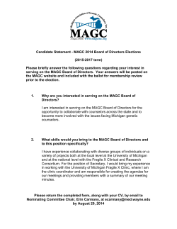 Candidate Statement - MAGC 2014 Board of Directors Elections (2015-2017 term)