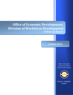 Office	of	Economic	Development: Division	of	Workforce	Development Follow‐up	Report October	2014