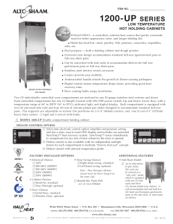 1200-UP series LOW TeMPerATUre HOT HOLDiNG CABiNeTs