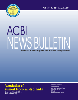 NEWS BULLETIN ACBI Association of Clinical Biochemists of India