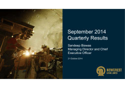September 2014 Quarterly Results Sandeep Biswas Managing Director and Chief