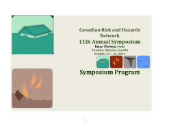Symposium Program 11th Annual Symposium  Canadian Risk and Hazards