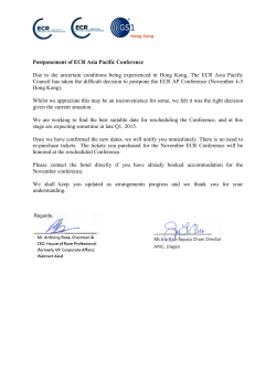 Postponement of ECR Asia Pacific Conference