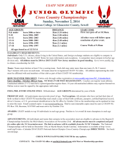 Junior Olympic Cross Country Championships USATF NEW JERSEY Sunday, November 2, 2014