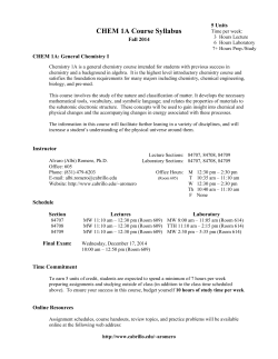 CHEM 1A Course Syllabus 5 Units Fall 2014