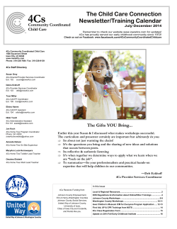 The Child Care Connection Newsletter/Training Calendar