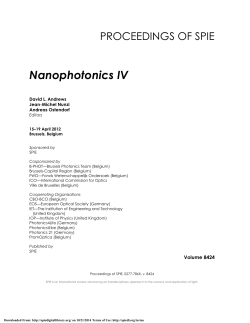 Nanophotonics IV PROCEEDINGS OF SPIE
