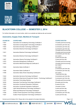 BLACKTOWN COLLEGE — SEMESTER 2, 2014
